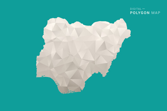 Nigeria Map - Green and Gray Polygon Vector Illustration, Low Poly Geometric Design with Clean Minimal Style on Solid Background for Infographic Use.