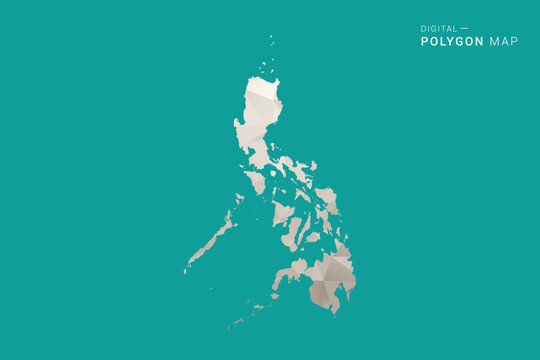 Philippines Map - Green and Gray Polygon Vector Illustration, Low Poly Geometric Design with Clean Minimal Style on Solid Background for Infographic Use.