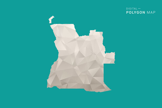 Angola Map - Green and Gray Polygon Vector Illustration, Low Poly Geometric Design with Clean Minimal Style on Solid Background for Infographic Use.