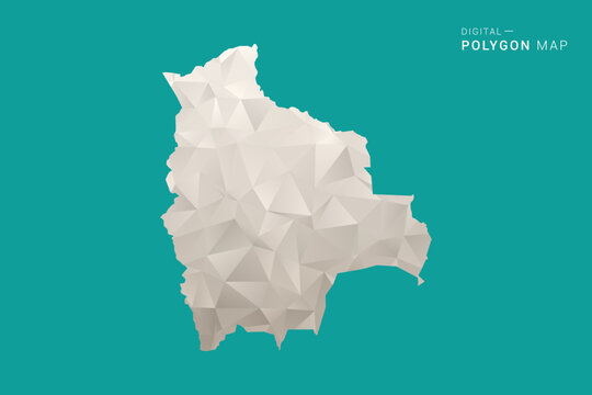 Bolivia Map - Green and Gray Polygon Vector Illustration, Low Poly Geometric Design with Clean Minimal Style on Solid Background for Infographic Use.