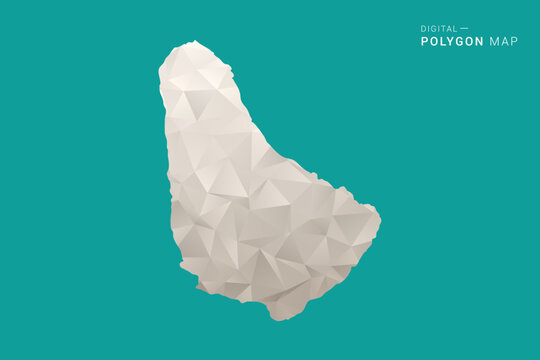 Barbados Map - Green and Gray Polygon Vector Illustration, Low Poly Geometric Design with Clean Minimal Style on Solid Background for Infographic Use.