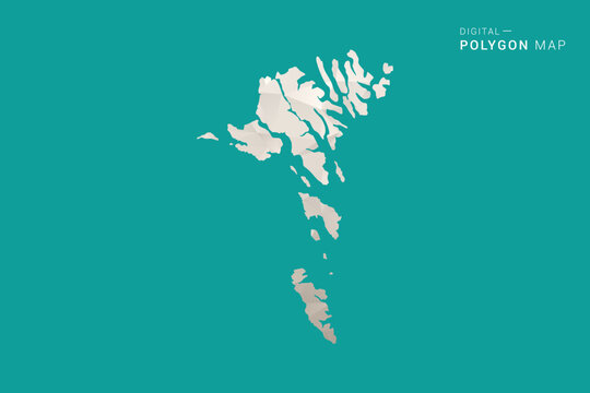 Faroe Islands Map - Green and Gray Polygon Vector Illustration, Low Poly Geometric Design with Clean Minimal Style on Solid Background for Infographic Use.