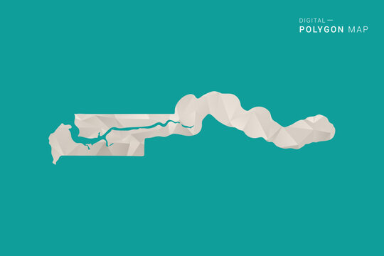 Gambia Map - Green and Gray Polygon Vector Illustration, Low Poly Geometric Design with Clean Minimal Style on Solid Background for Infographic Use.