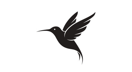 Black Hummingbird in Flight Silhouette Profile. © Jasmine