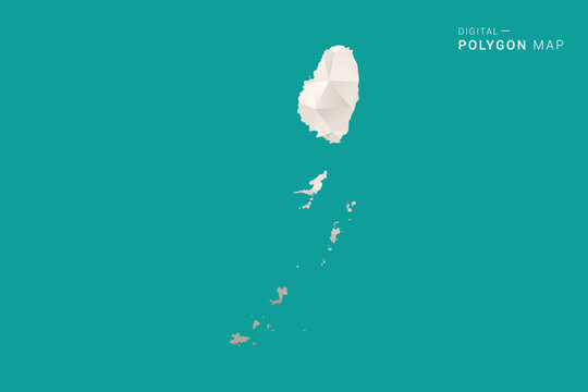 Saint Vincent and the Grenadines Map - Green and Gray Polygon Vector Illustration, Low Poly Geometric Design with Clean Minimal Style on Solid Background for Infographic Use.