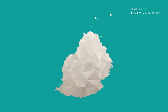 Mauritius Map - Green and Gray Polygon Vector Illustration, Low Poly Geometric Design with Clean Minimal Style on Solid Background for Infographic Use.
