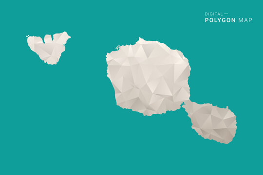 French Polynesia Map - Green and Gray Polygon Vector Illustration, Low Poly Geometric Design with Clean Minimal Style on Solid Background for Infographic Use.