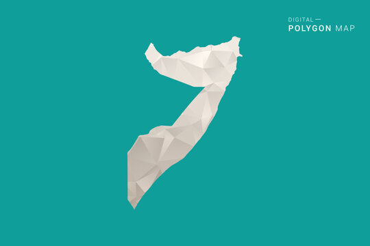 Somalia Map - Green and Gray Polygon Vector Illustration, Low Poly Geometric Design with Clean Minimal Style on Solid Background for Infographic Use.