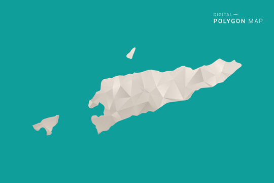 Timor Leste Map - Green and Gray Polygon Vector Illustration, Low Poly Geometric Design with Clean Minimal Style on Solid Background for Infographic Use.