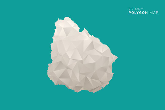 Uruguay Map - Green and Gray Polygon Vector Illustration, Low Poly Geometric Design with Clean Minimal Style on Solid Background for Infographic Use.