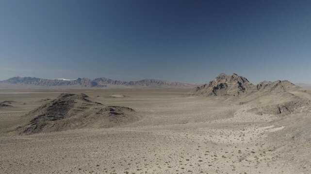 An aerial flyover of the Mojave desert in Nevada
