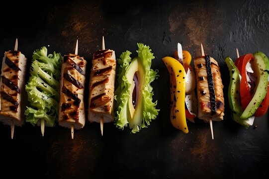 Close-up grilled kebab (dark background)