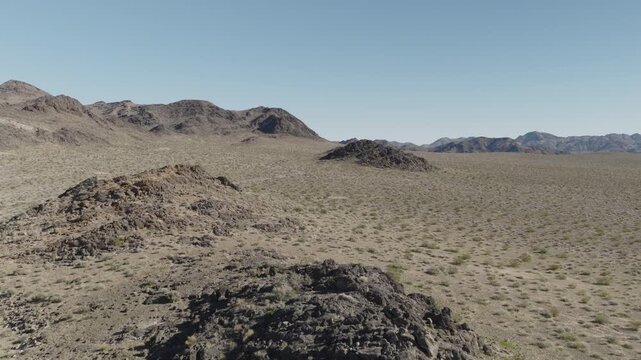 An aerial flyover of the Mojave desert in Nevada
