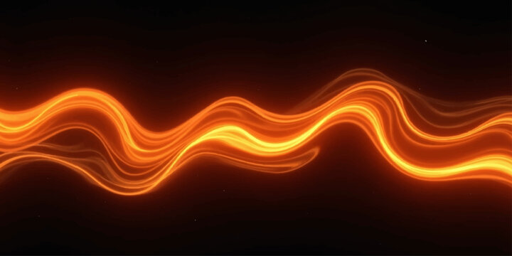Bright abstract orange background vector illustration with glowing yellow waves and fire flame curves creating a dynamic energy pattern and motion texture for a light backdrop wallpaper design