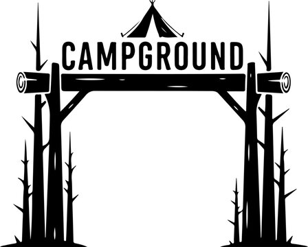 Vector campground entrance sign illustration