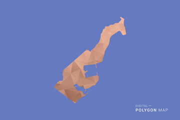 Naklejka premium Monaco Map - Orange Polygon Vector Illustration on Deep Blue Background, Low Poly Geometric Design, Modern Abstract Country Silhouette for Infographics and Presentation Use.