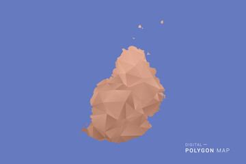 Mauritius Map - Orange Polygon Vector Illustration on Deep Blue Background, Low Poly Geometric Design, Modern Abstract Country Silhouette for Infographics and Presentation Use. © Whatever