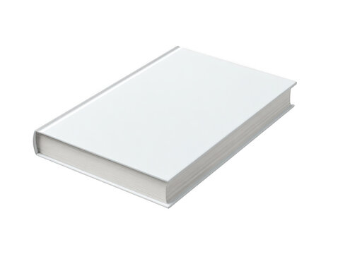 A white book with a plain cover isolated on transparent background