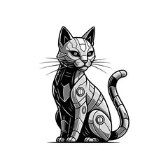 Robot cat with mechanical body parts. © Pengki