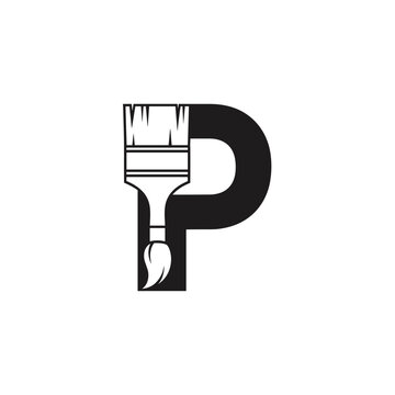 Paint Brush Letter P Illustration.