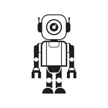 Robot with square head and body.