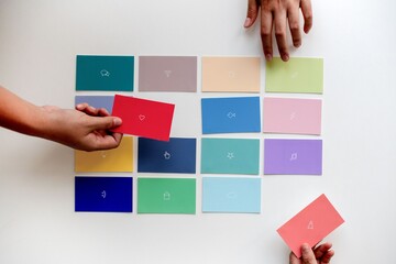 Obraz premium Colorful cards with minimalist icons