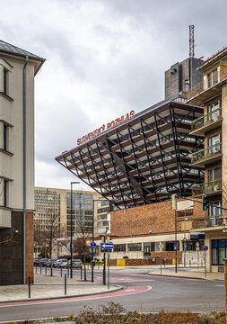 Slovak Radio Building Bratislava with inverted pyramid modern architecture