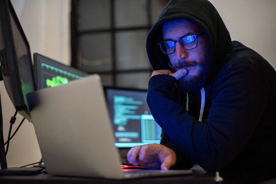 Hacker working on computer photo