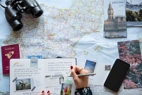 Travel planning with maps photo