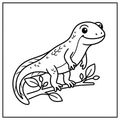 Fototapeta premium Newt Outline Illustration for Kids – Reptile Coloring Page Clipart