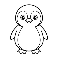 Fototapeta premium Cute Penguin Outline Illustration for Kids – Cartoon Animal Coloring Page