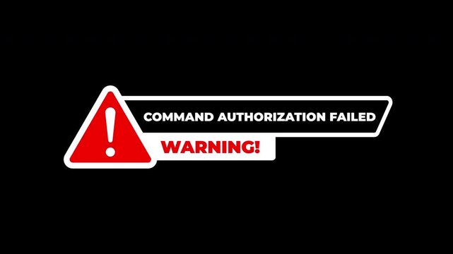 Command Authorization Failed Warning Symbol Animation With Red Hazard Icon For System Alert Of Danger On Black Background