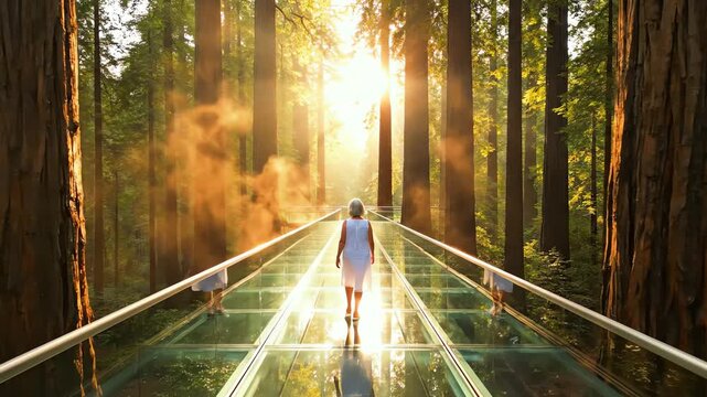 Exploring ai generated forest pathways majestic sequoia national park digital art natural environment serene viewpoint generative ai concepts