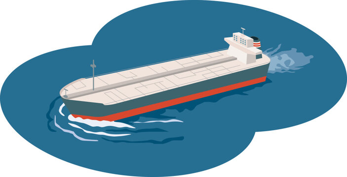 船を渡る石油タンカーのイメージイラスト