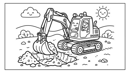 Excavator digging earth with bucket. © bhinar