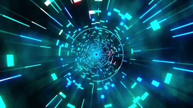 Cyber Energy Tunnel Core Seamless Sci Fi Radial Light VJ Loop 4K