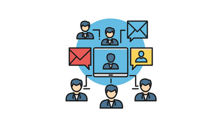 Fototapeta premium People connected through a computer screen and network communications