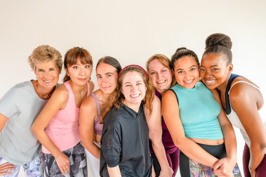 Diverse women enjoying fitness together.