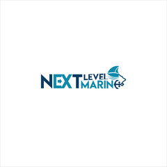 Fototapeta premium Next Level Marine Logo Design with Modern Ocean Wave and Shark Fin Concept