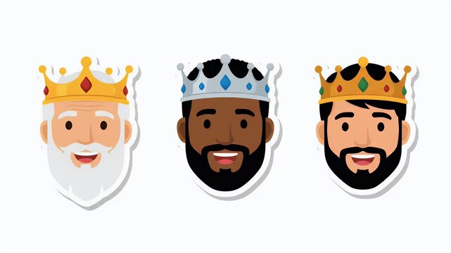 Three Wise Men Kings Wearing Crowns Illustration Festive Background