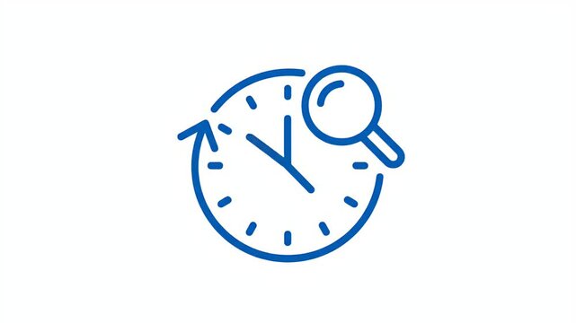 Time Search Animation Footage Blue Icon Clock Magnifying Glass Searching Time