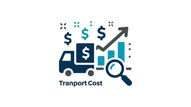 Transport Cost Growth Truck Magnifier Upward Graph Animation