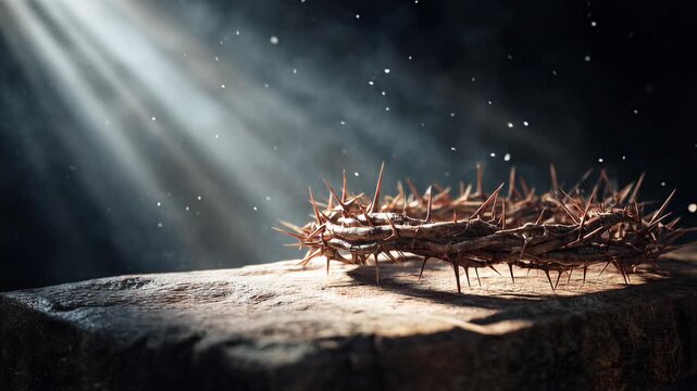 Christian Crown of Thorns Animated Background &ndash; Spiritual Light Rays Loop (4K MP4)