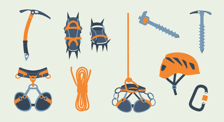 Climbing gear and equipment tools. © khusnul
