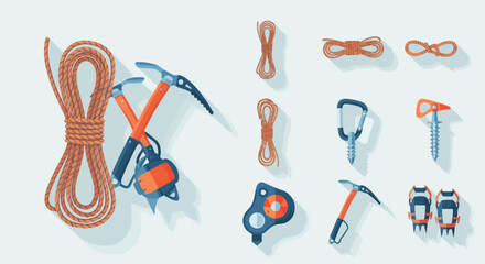 Climbing gear and equipment tools. © khusnul