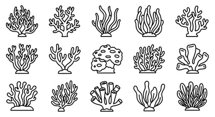 Coral Reef Marine Life Illustrations Set. © MUHRODIN