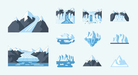Collection of various iceberg shapes. © MUHRODIN