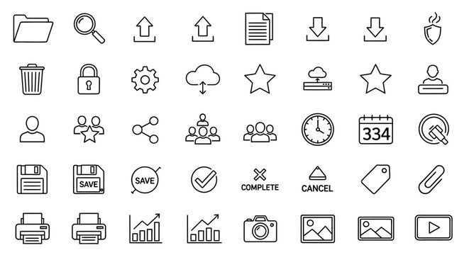 Collection of web interface icons.