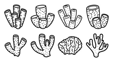 Coral reef marine life illustrations. © amni