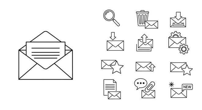 Email icons and symbols collection.